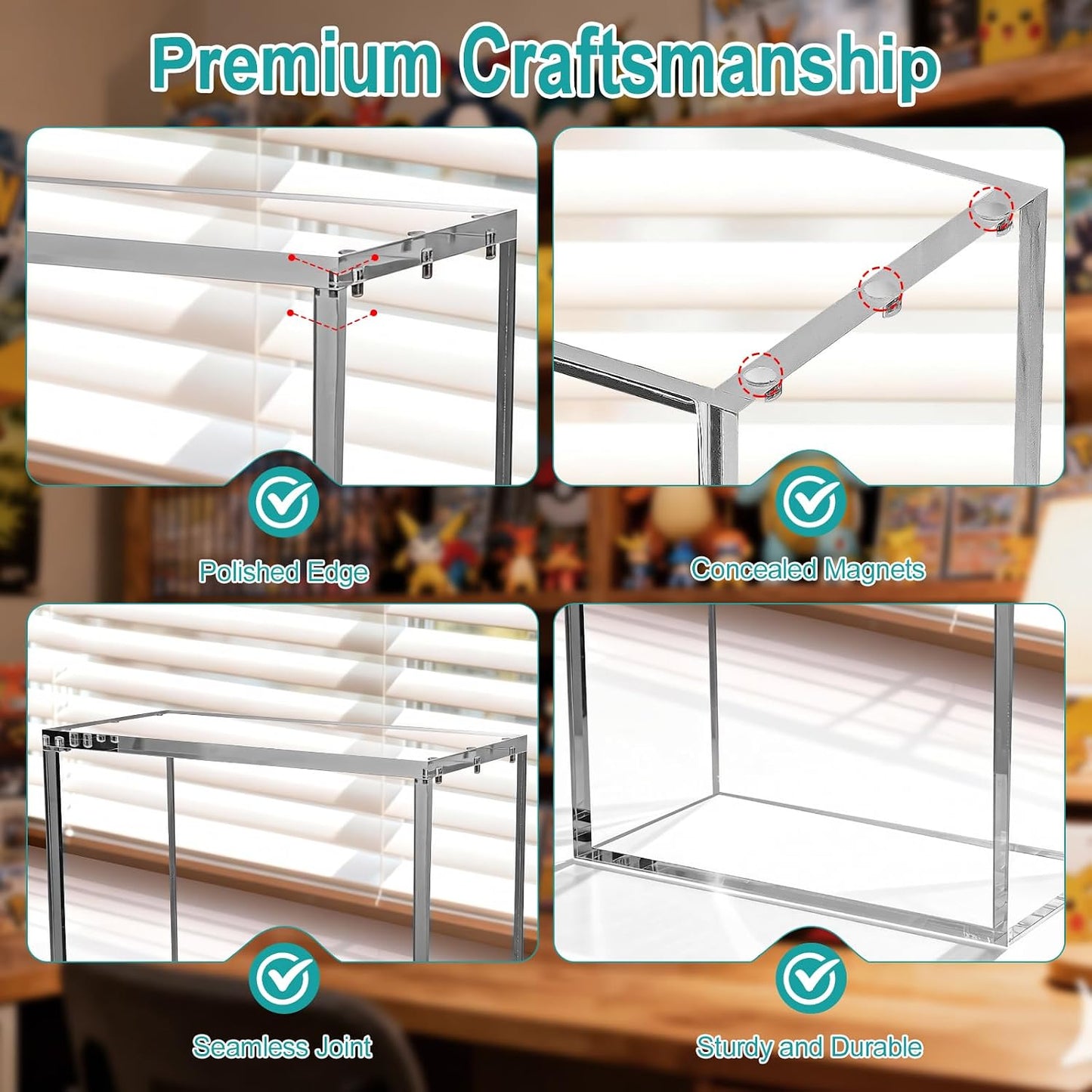 Acrylic Display Case 5mm + 8mm Premium With Magnetic Lid Protector Case UV Resistant